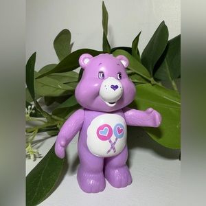 Vintage 2003 Care Bears Share Bear 3” PVC Figure Purple Lollipops Tummy